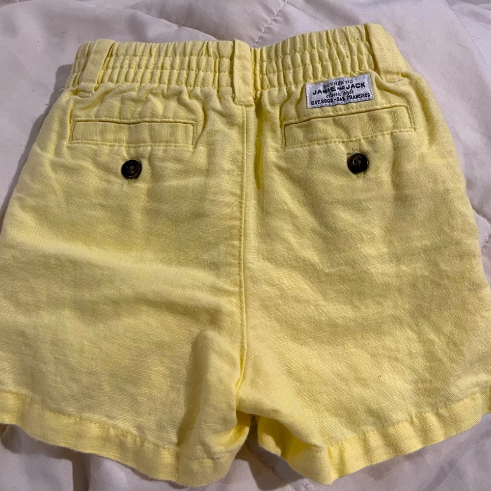 Janie and Jack linen shorts yellow 6-12 months